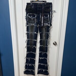 Valabasas Distressed Patchwork Jeans - Dark Indigo